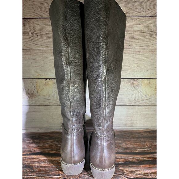 Daniblack Brown Calf-Length Pull On Wedge Heel Boots, Sz 7.5M - Picture 6 of 10